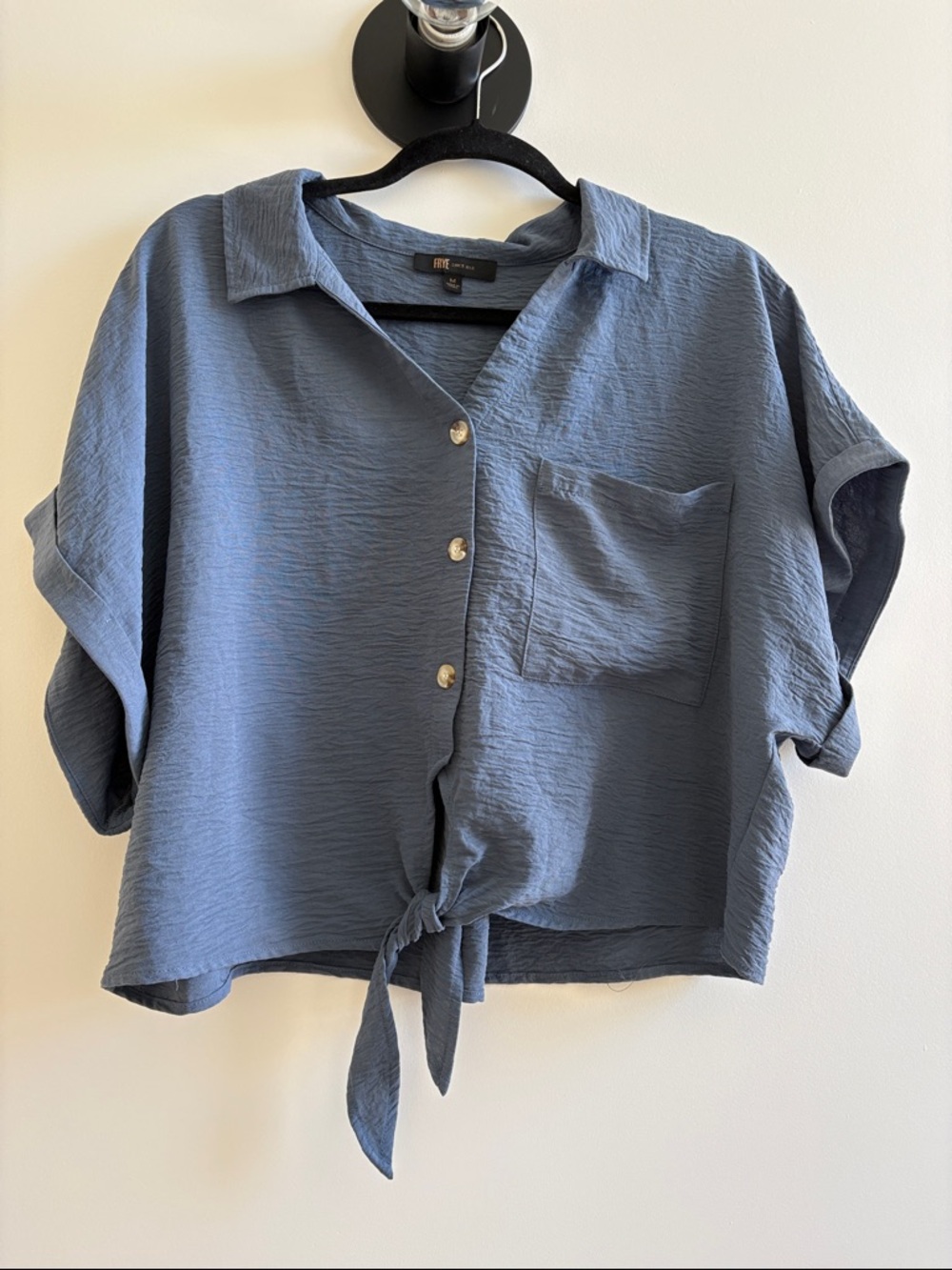 Frye Casual Tie-Front Dolman Sleeve Blue Button Down Shirt - M